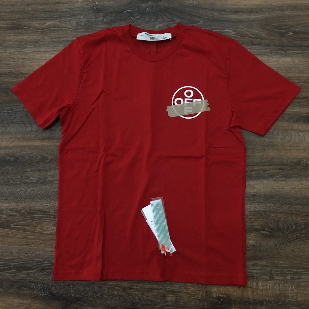 Off-White Men Red Short Sleeve T-Shirt "S"